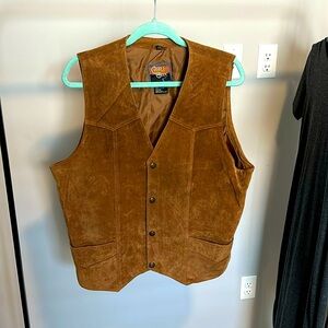 Cripple creek vintage suede leather vest size large